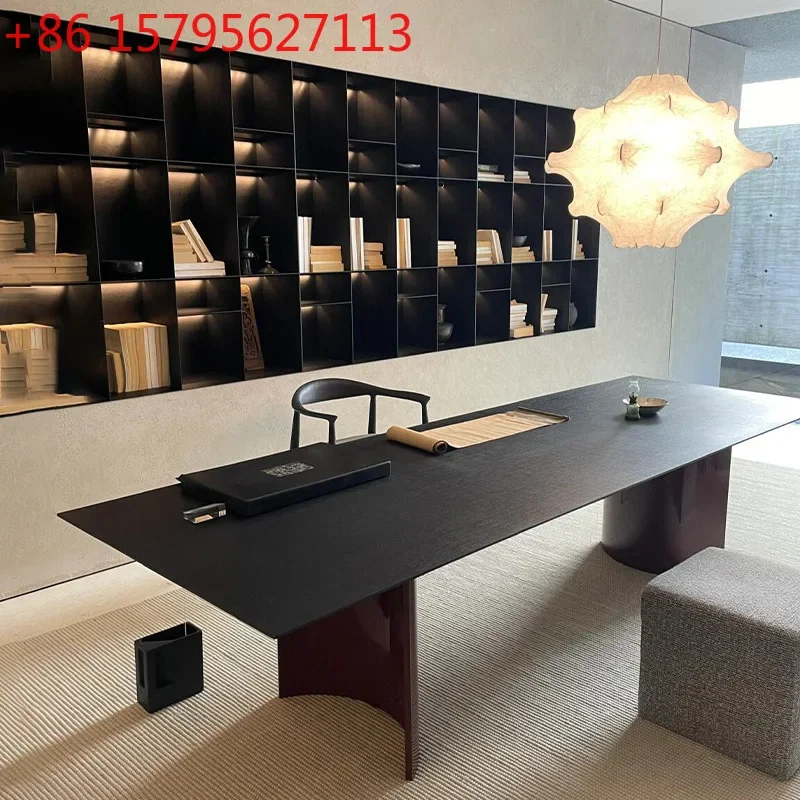 

Wabi-sabi style designer solid wood dining table Nordic simple living room creative long table