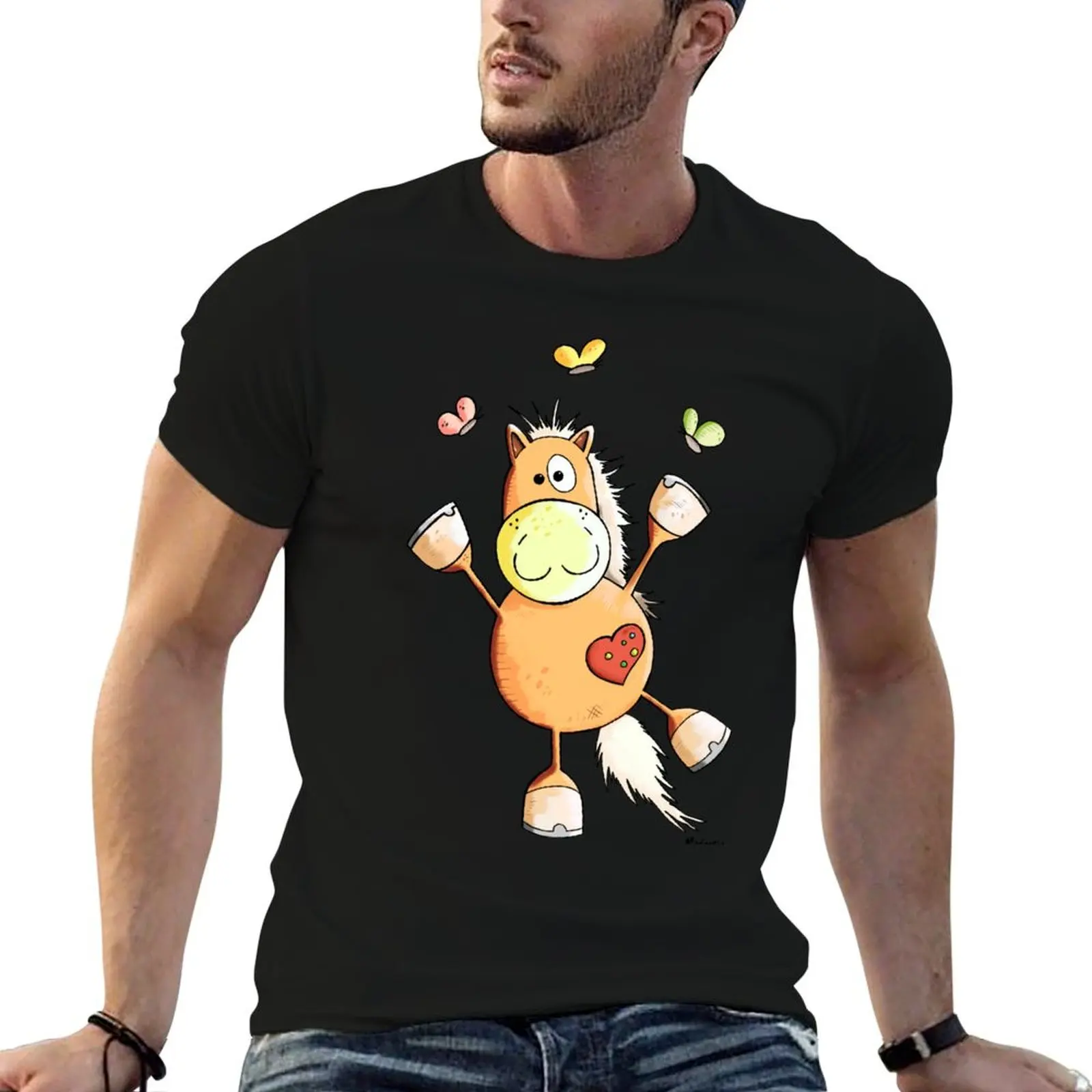 

Dancing Horse With Butterflies T-Shirt g man t shirts for men man t shirt cotton high quality t shirt man casual T-shirt