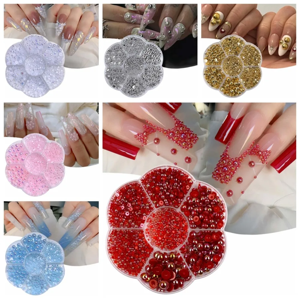 Half Ronde Parel Parel Nail Decoraties 3d Nail Art Boren Diy Nail Charms Parel Nail Kralen Nagel Benodigdheden Mix Maten