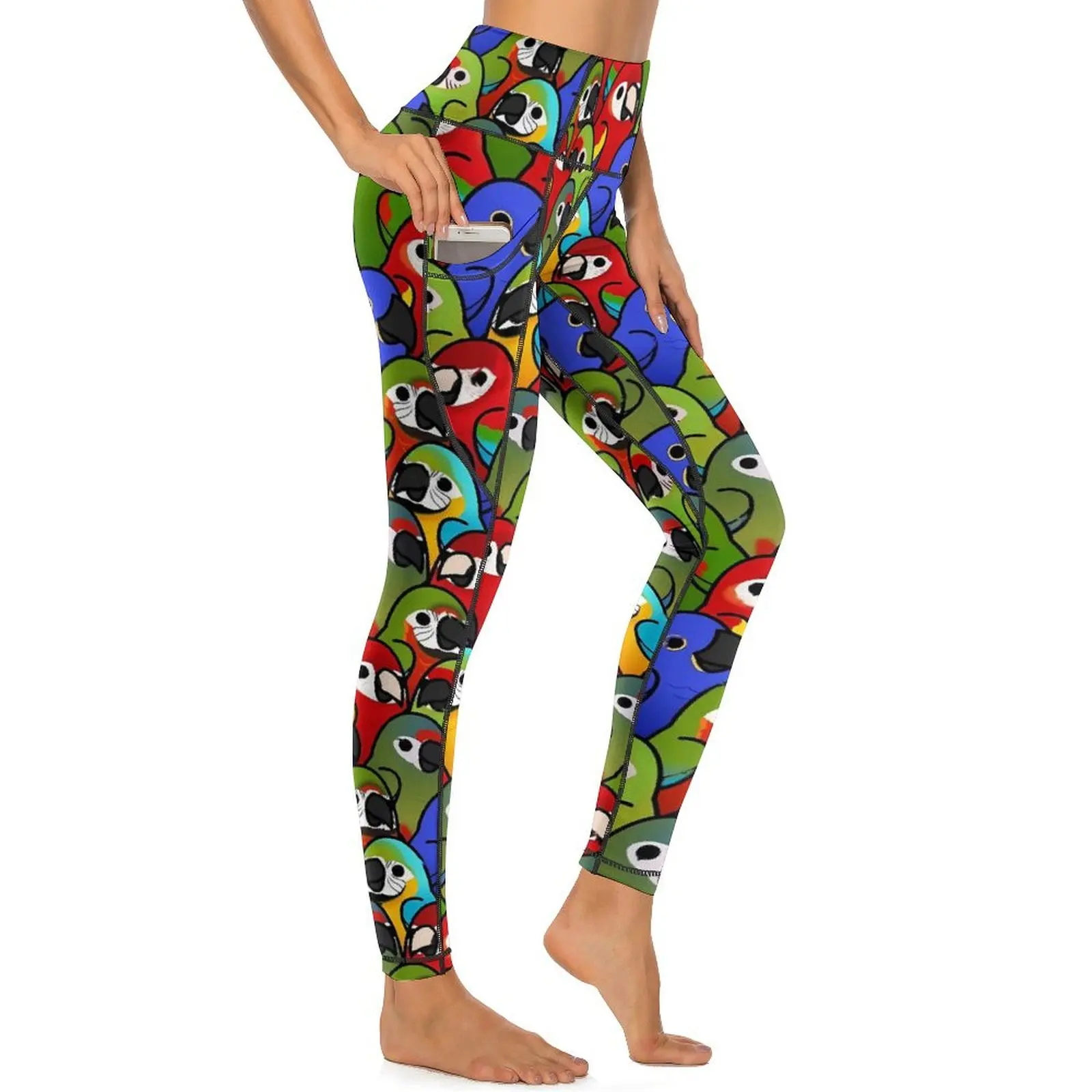 

Macaw Bird Squad Leggings Too Many Birds Gym Yoga Pants High Waist Breathable Leggins Stretch Custom Sports Tights Birthday Gift