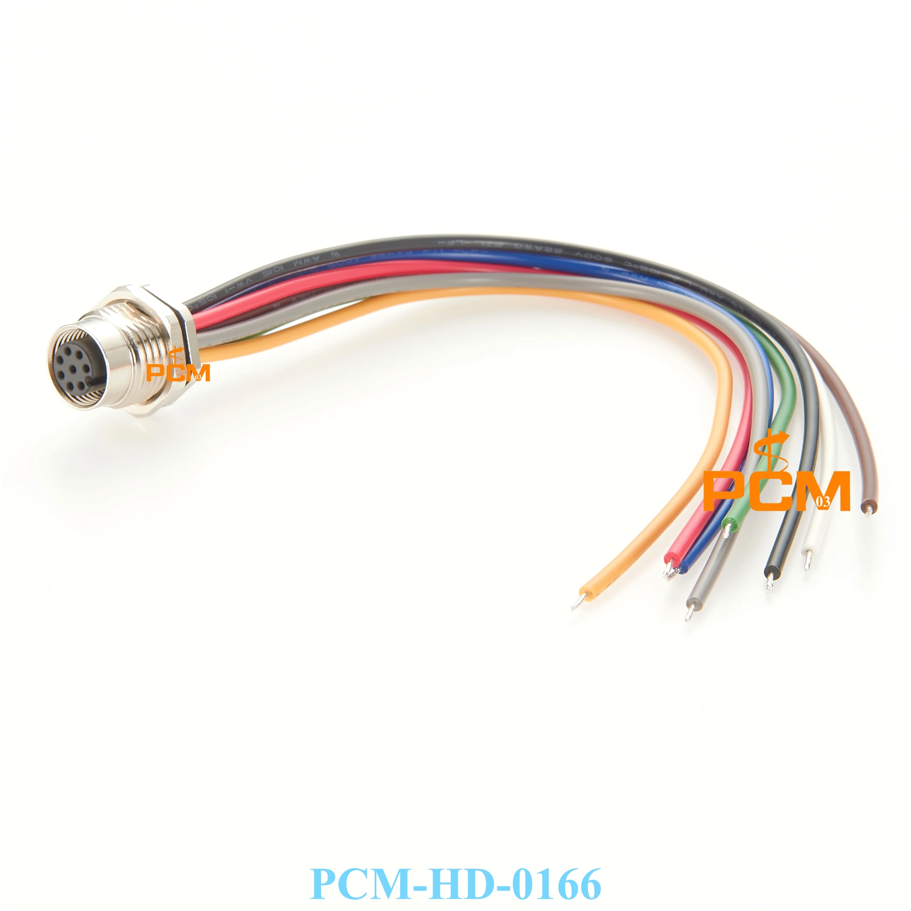 M12 8Pin Sensor Pigtail Connector Panel Back Mount Waterproof Flange Socket Threaded Coupling Female A Code with Wire Cable