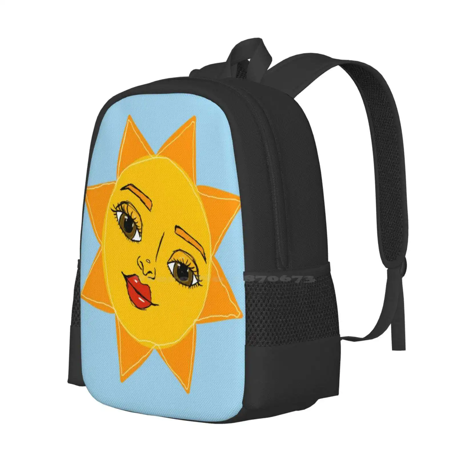 Glamourous Sun Hot Sale Schoolbag Backpack Fashion Bags Brown Eyes Pretty Red Lipstick Glam Makeup Sunshine Highlight Summer