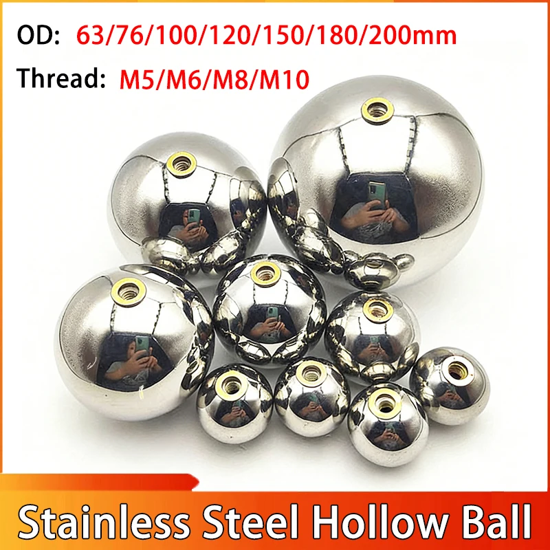 

Полый стальной шарик из нержавеющей стали 304 с внутренней резьбой M5~M10, внешний диаметр 63~200 мм, гладкий, круглый.