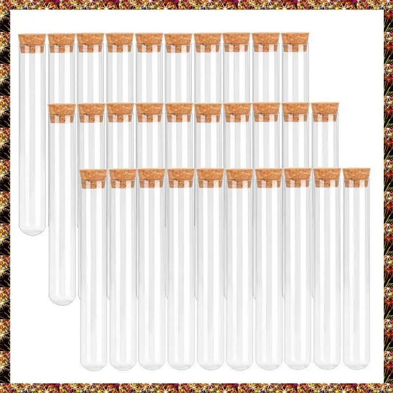 BTCL 30 Uds tubos de ensayo Diy tubos de ensayo hechos a mano con corchos tubos de ensayo de vidrio 20X150Mm tubo de ensayo para flores