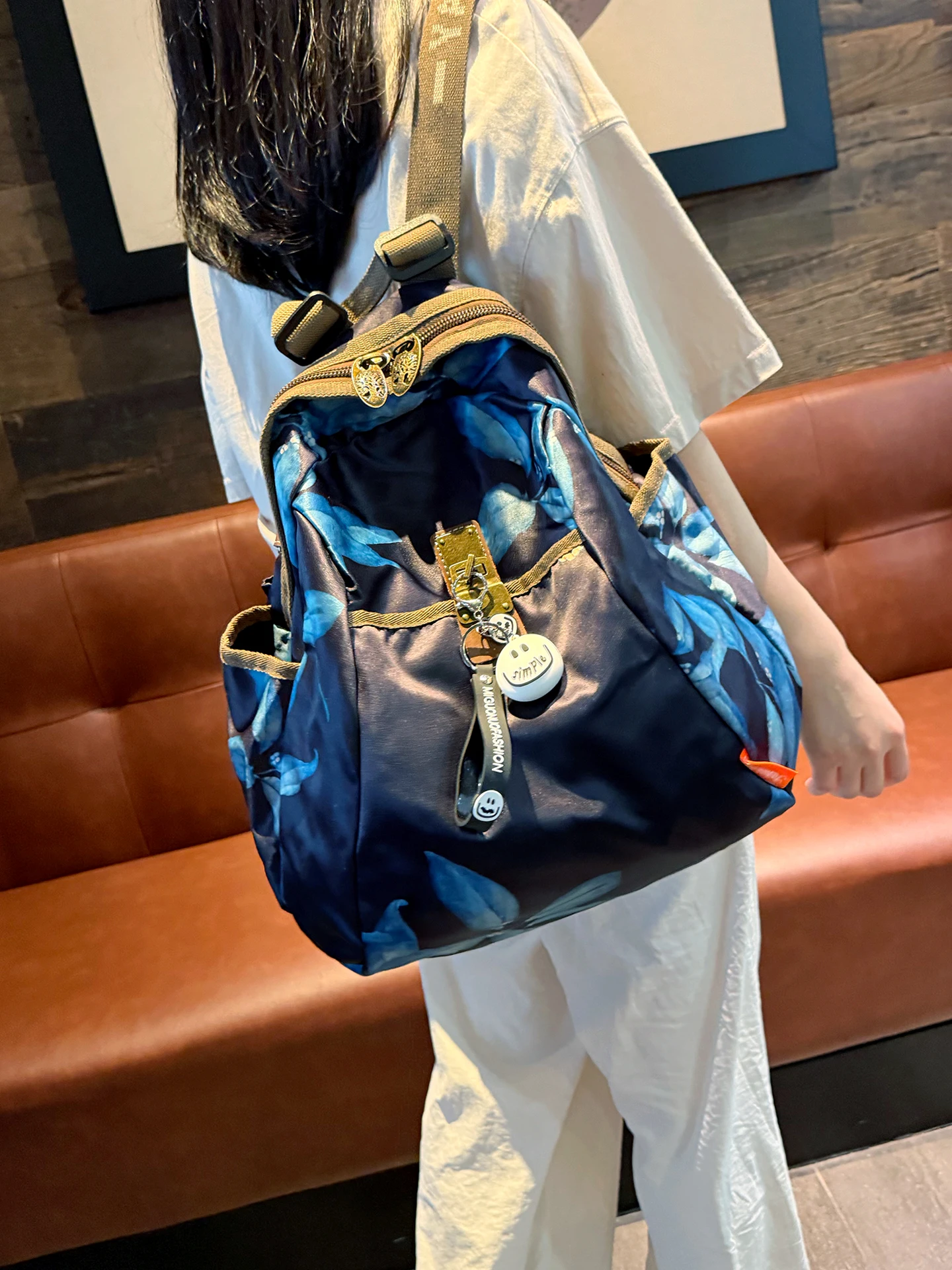lightweight-waterproof-outdoor-travel-backpack-large-capacity-floral-print-women's-bag-soft-handle-zipper-closure-foldable