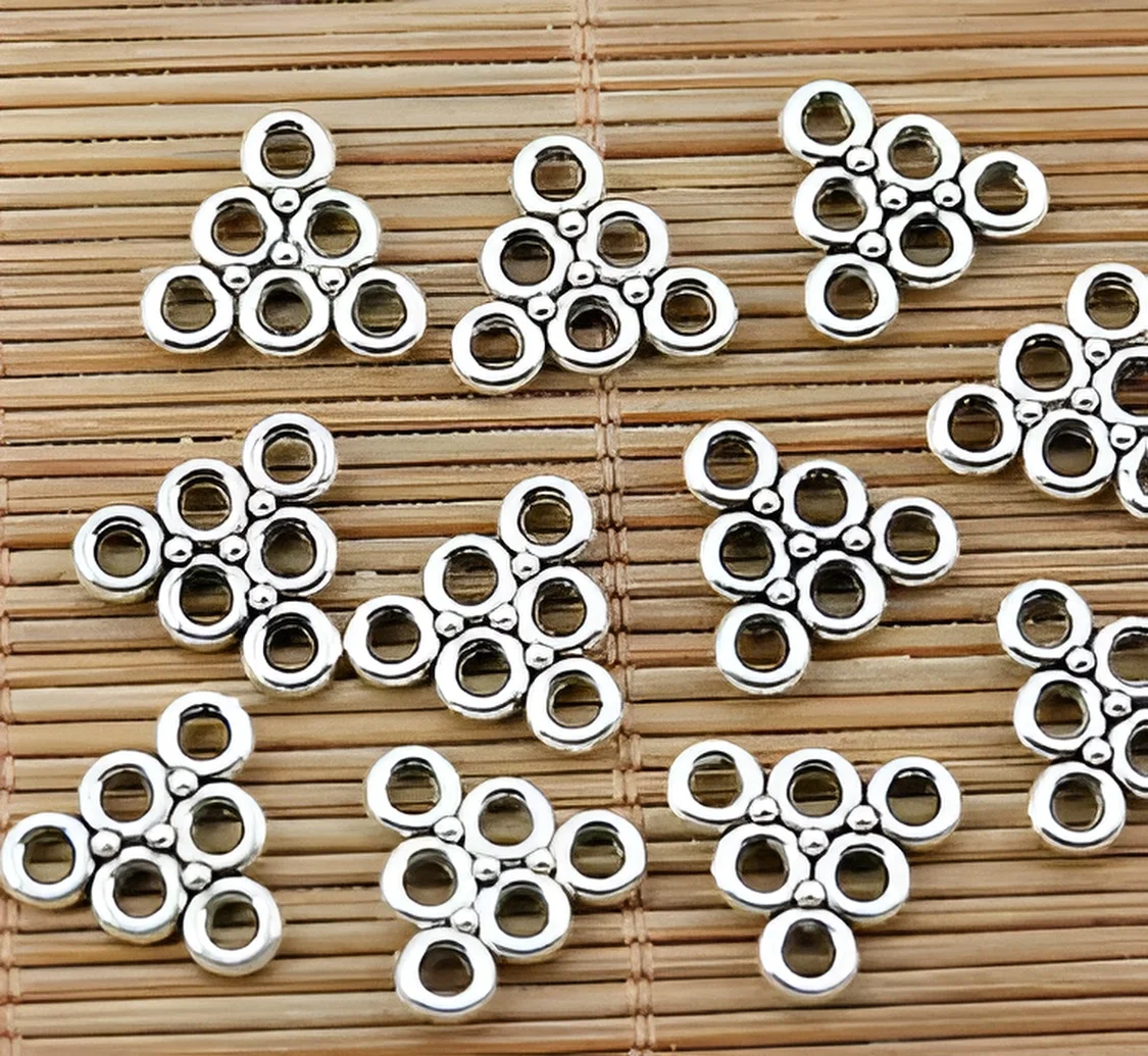 

30pcs 12.6mm ,hole:2mm Alloy matel silver 2sided triangle connector HWEF1767