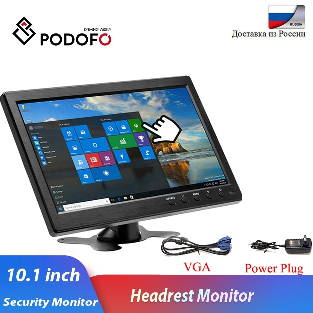 

Podofo 10.1" Car Monitor With HDMI VGA Rear Camera Monitor for TV & Computer Display LCD Color Screen & Home Security System