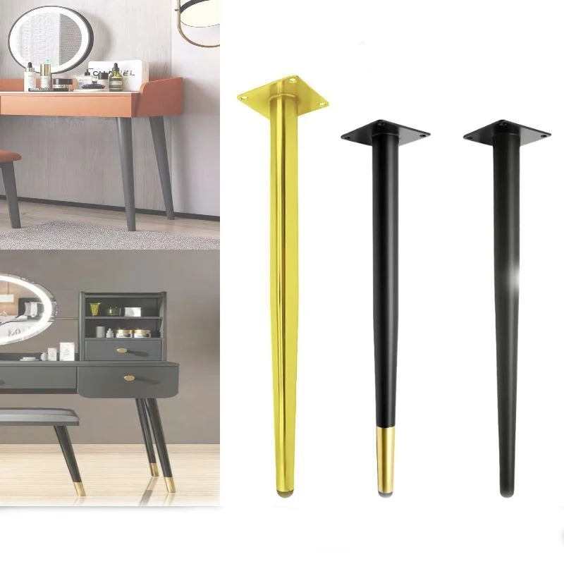 Patas cónicas de Metal para muebles, patas de oro negro para gabinete, mesa de armario, herrajes para muebles, patas de repuesto para escritorio, 1