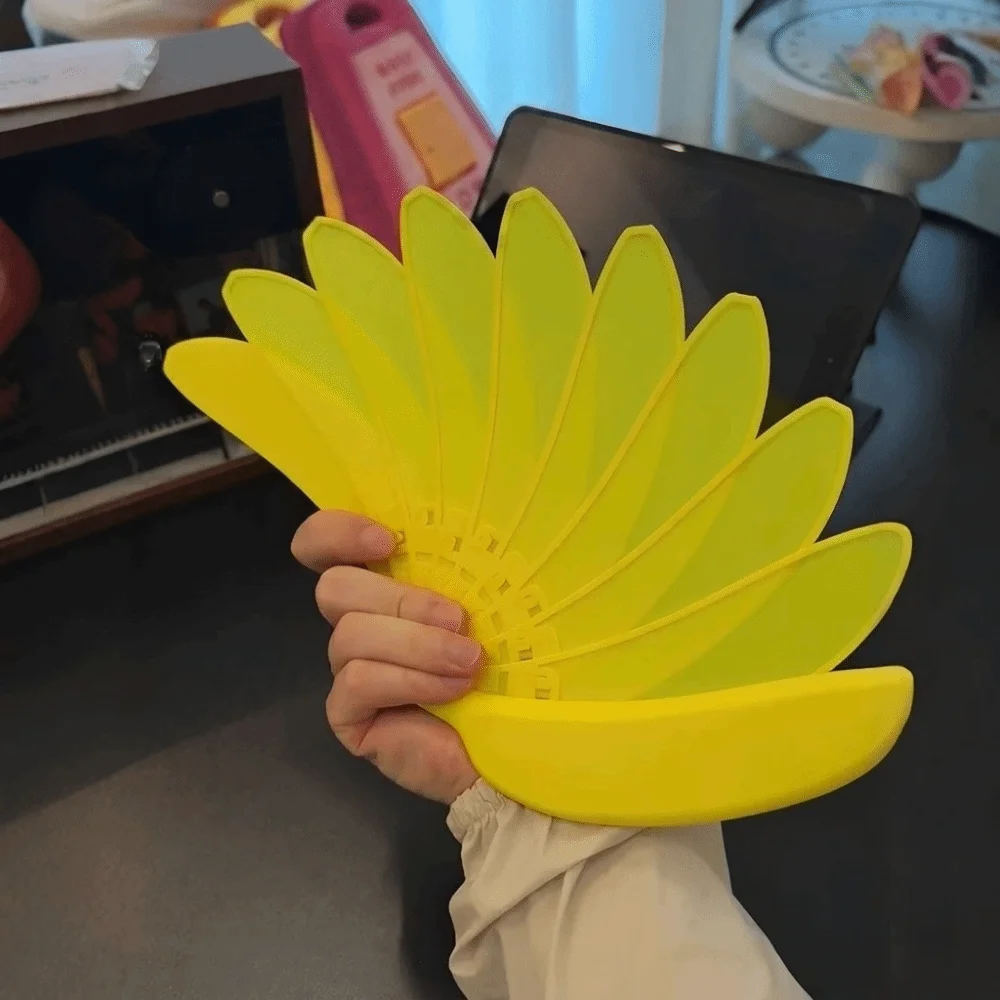 3D Printed Banana Shaped Folding Fan Handmade Art Plastic Costume Prop Fan Portable Artistic Decor Cooling Fan Party Favor