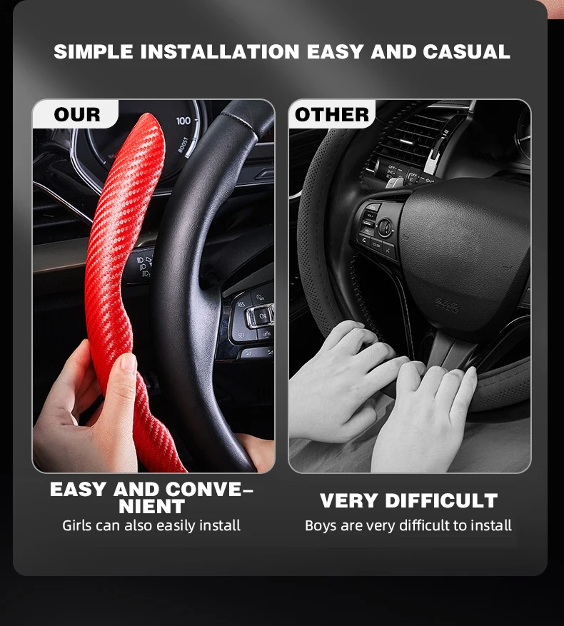 Car Steering Cover Steering Wheel Booster Cover Universal Non-Slip Carbon Fiber for Car Anti-skid Accessories image 3