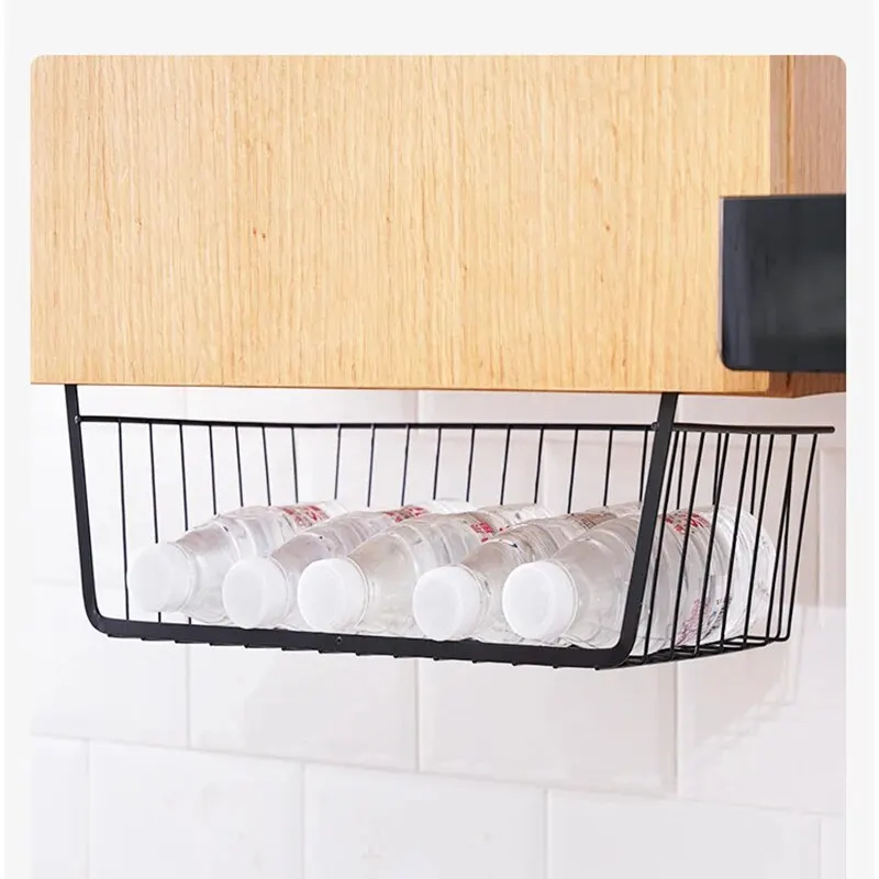 1pc Non Punching Kitchen, Bathroom, Bathroom Storage, Hanging Basket, Storage Rack, Iron Hanging Basket