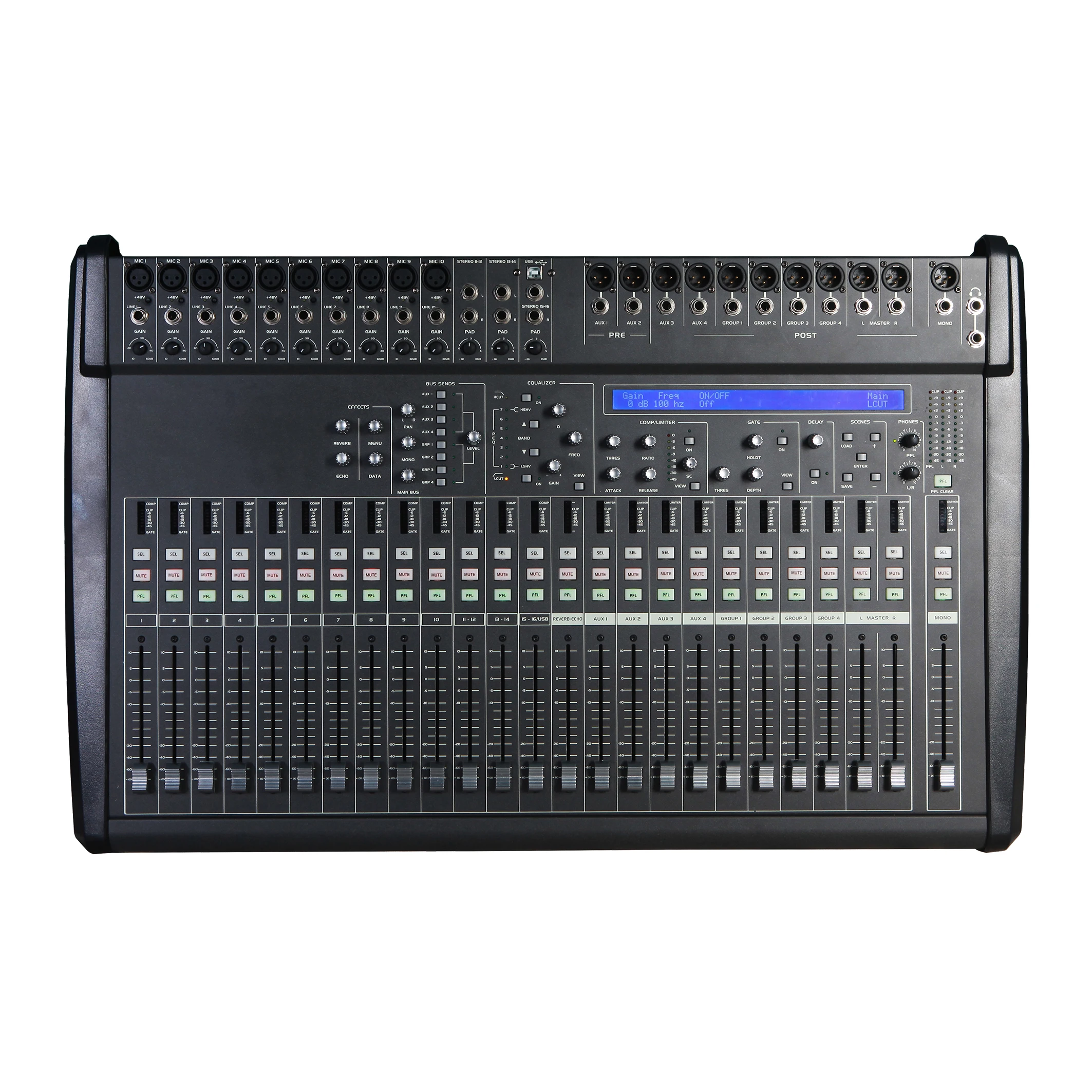 YYHC-16 Channel USB Sound Card Digital Audio Mixer with 16 Mic/Line Inputs and 12 Analog Outputs