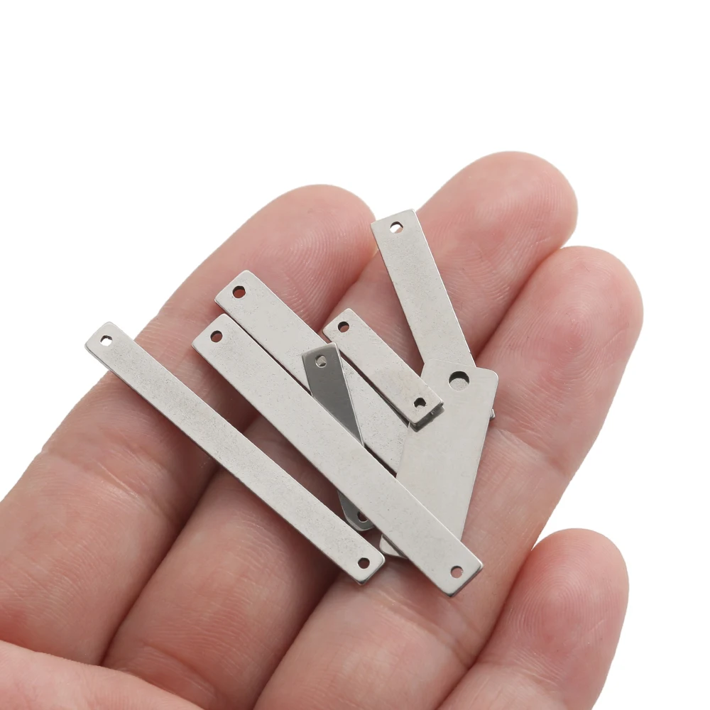 20 sztuk tłoczenie ze stali nierdzewnej puste miejsca z otworem wisiorek tabliczka znamionowa prostokątne amulety dla Diy bransoletka naszyjnik tworzenia biżuterii — zdjęcie 4