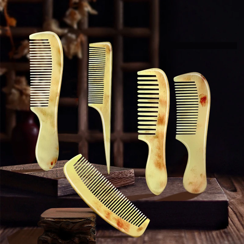 Horn Comb Horn Hand Made Polished Hair Natural Anti Static Massage Horn Comb For Salon Hairdressing Styling Tools