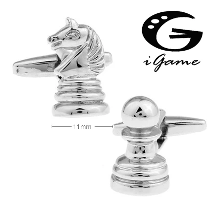 Men Gift Chess Cufflinks Novelty Knights & Pawns Design Silver Color Copper Cuff Links Wholesale&retail