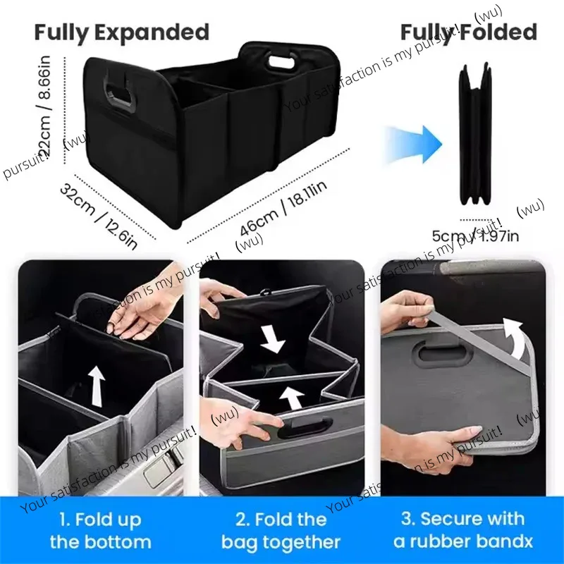 1pc Large Collapsible Trunk Storage Box -Extra Thick Large Capacity SUV Storage Container with Multi Pockets for Car SUV Minivan