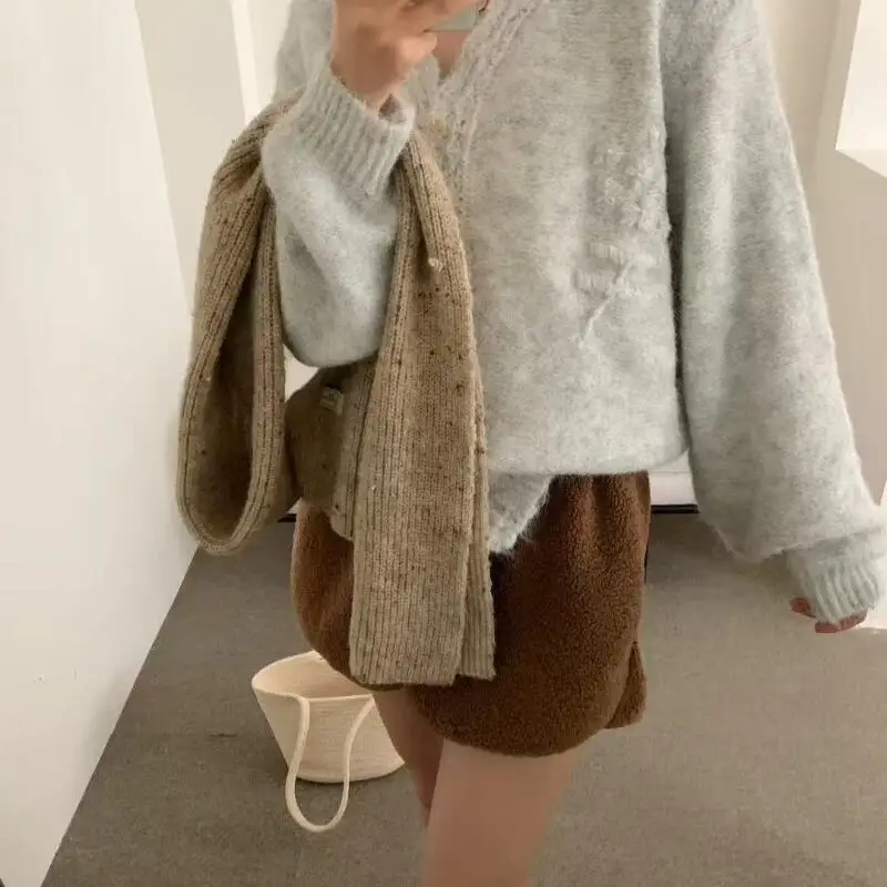 Stickerei Strickjacke Pullover Vintage Strickjacke Strickwaren Mäntel Süße Spitze V-ausschnitt Langarm Weibliche Pullover Herbst Winter