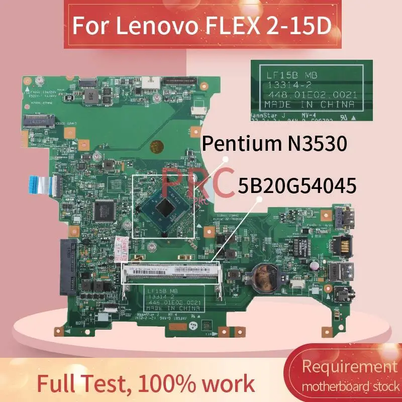 

5B20G54045 для Lenovo FLEX 2-15D материнская плата для ноутбука 13314-2 SR1W2 Pentium N3530 DDR3 Материнская плата для ноутбука протестирована