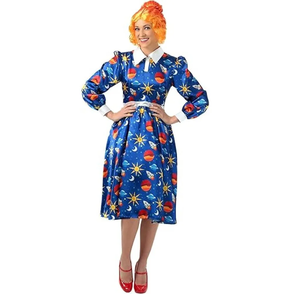 زي الهالوين للسيدات البالغات، زي مدرسي الحافلة المدرسية السحري، زي أداء مرحلة الحفلات المطبوع