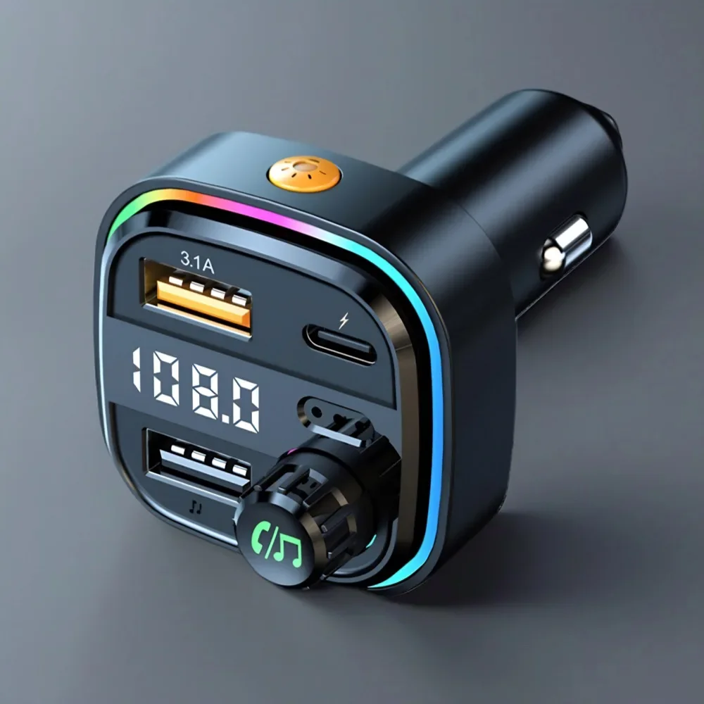 Car FM Transmitter Bluetooth Wireless Adapter Hands-Free Calling USB Charger Audio Receiver for Music Streaming in Vehicles Plus