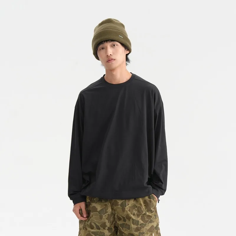 Spring Autumn Outdoor Sports Quick Drying Long Sleeved T-shirt for Men Fashion Solid Simple Casual Loose T-shirt Men Clothing