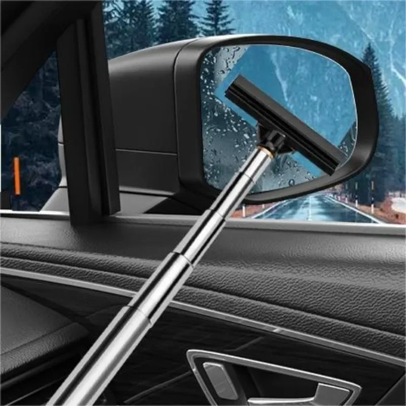 1PC Car Rearview Mirror Wiper Car Artefact Reflector Anti-fog Dehydrating Rain Good Helper Retractable Stainless Steel Wiper