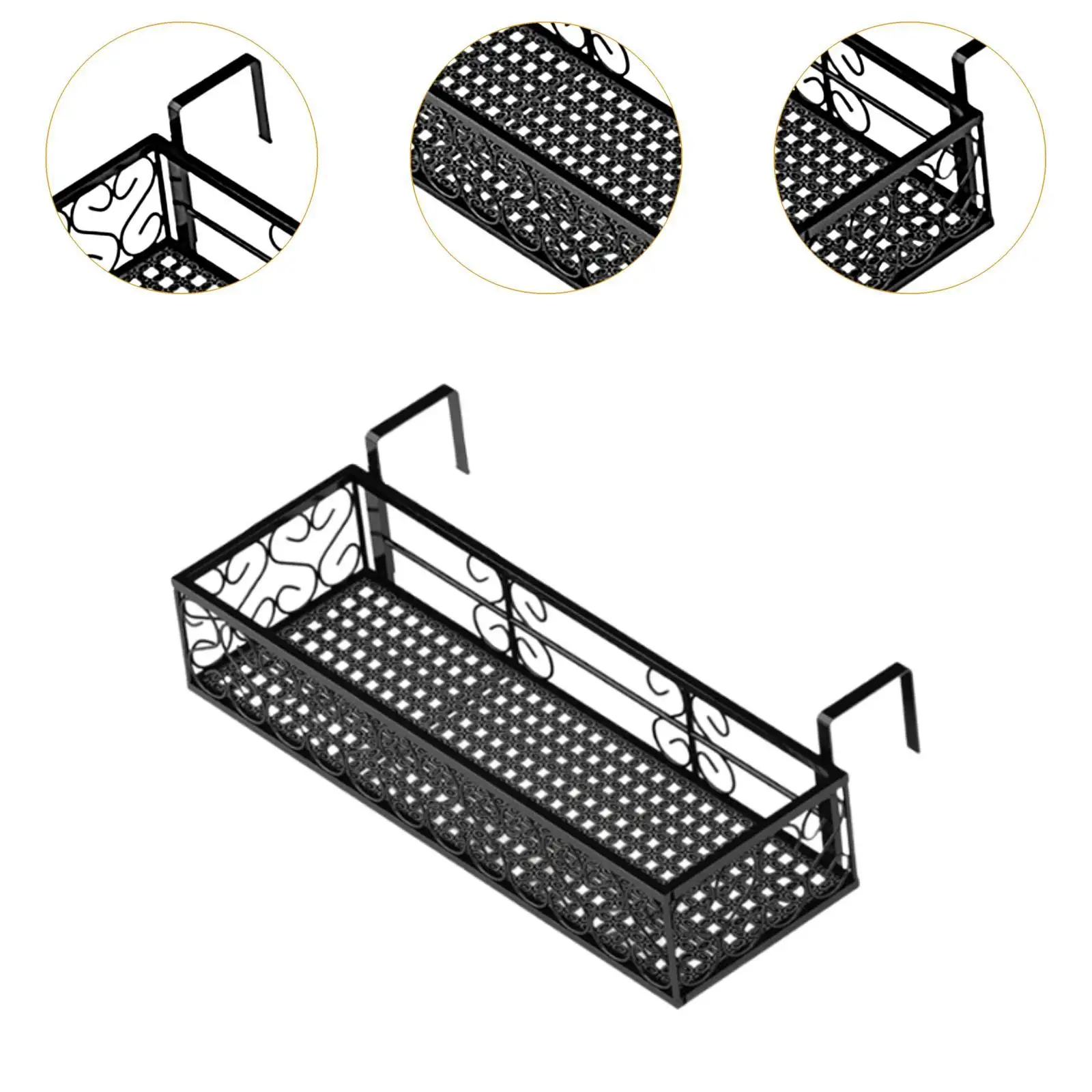 Hanging Railing Planter Shelf Basket Patio Railing Planter Shelf for Outdoor