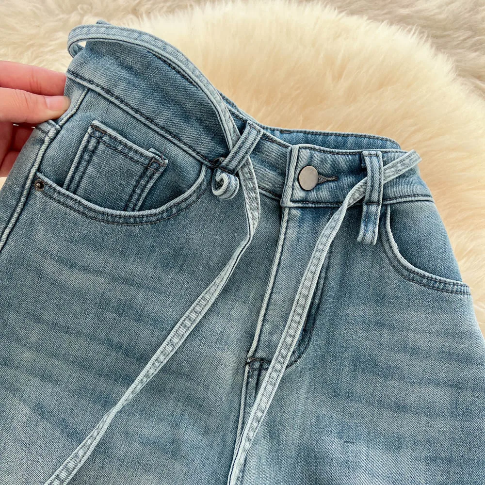 Chic Casual Donna Fasce eleganti Pantaloni vintage a vita alta Moda autunno Femme Abbigliamento donna