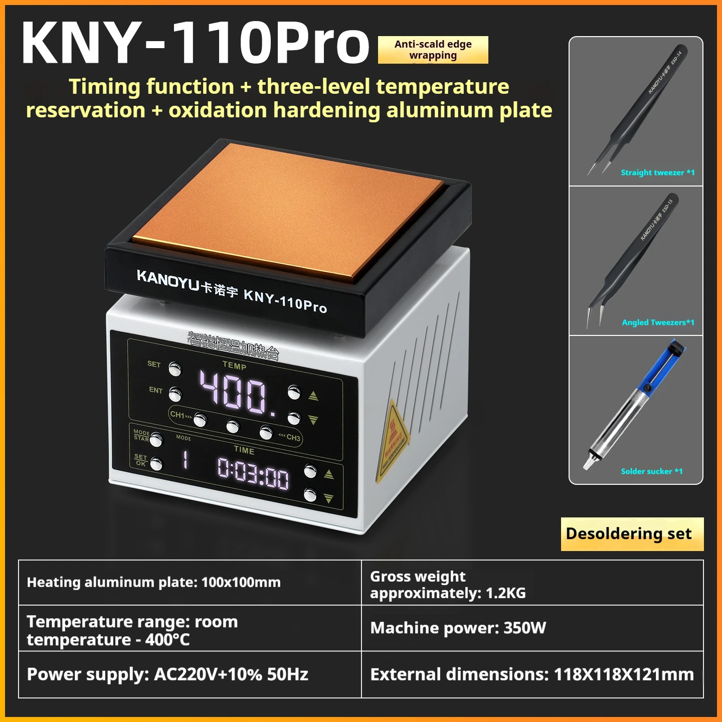 Intelligent constant-temperature PCB soldering timed preheating platform for heating table
