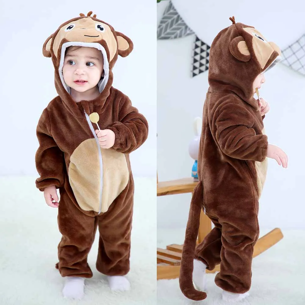 Toddler Boys Girls Kigurumi Pajamas 0-4 Years Children Sleepwear Winter Baby Rompers Infant Flannel Warm Clothes Animal Onesies