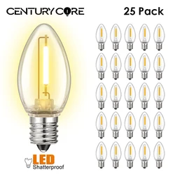 Shatterproof C7 Light Bulb Led E12 110V 220V 1W Candle Light Warm White Transparent Plastic Chandelier Decoration Lights Outdoor