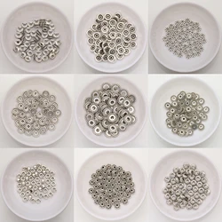 (50Pcs / Lot !) 21 Styles Zinc Alloy Tibetan Silver European Charm Connector Crimp End Beads Size 6mm HA8606B