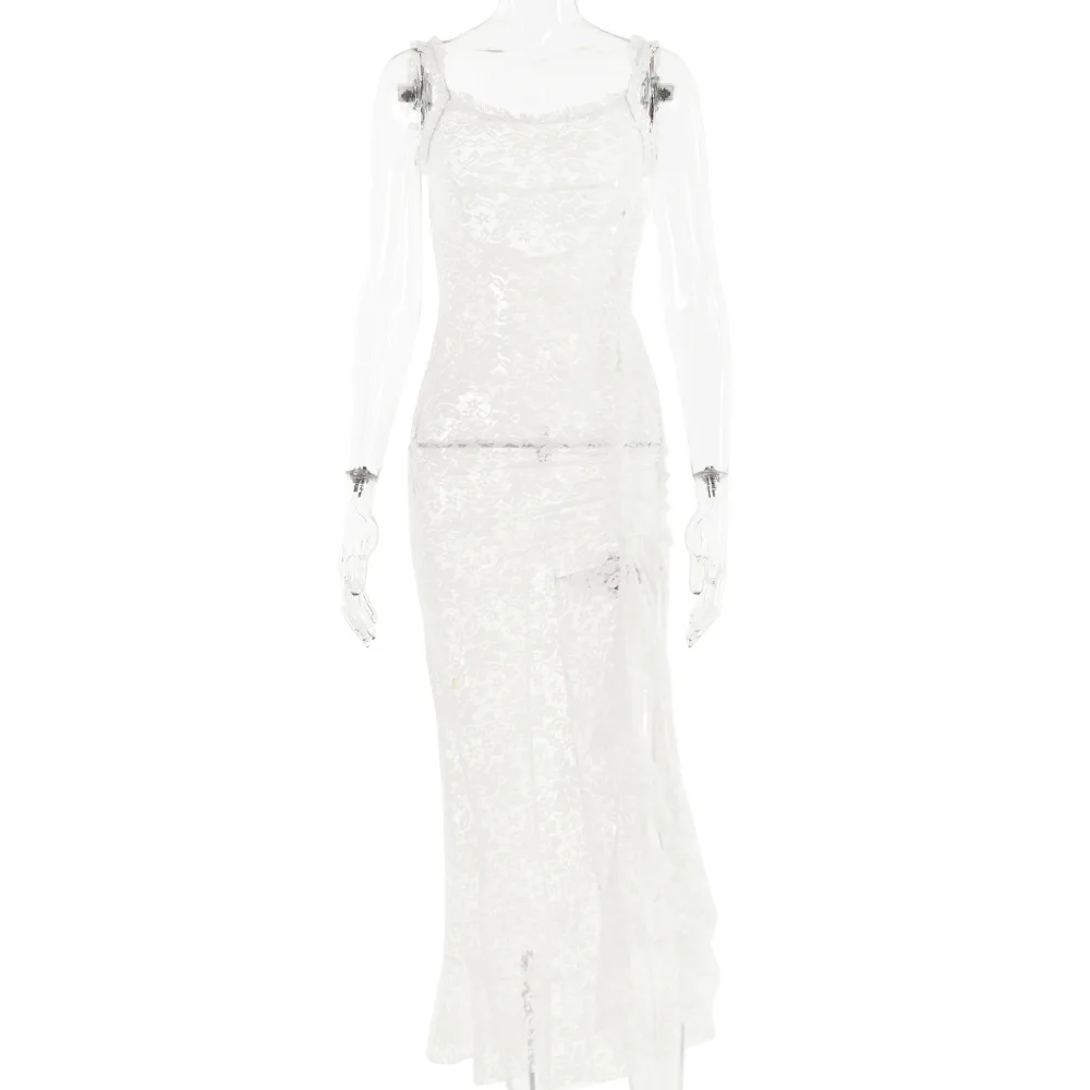 Bodycon Dresses Tight Fit Woman Ruffle Sleeve Frilled Decorated Feminine Pretty Detail Pearl Gathered Edge Wavy Trim Frill Added