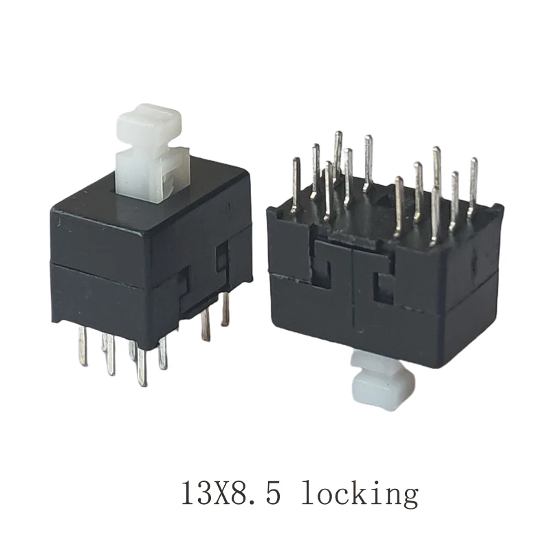 10PCS 13MM x 8.5MM Self-Locking Mini Plastic Switch Latching Switch Small Button Switch 12Pin DIP Switch