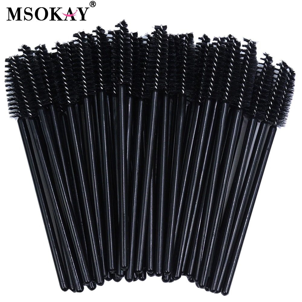 MSOKAY Diposable Mascara Wands Pink Purple Gold White Eyelash Applicator Brush Reusable Lash Extension Comb Wholesale Supplier