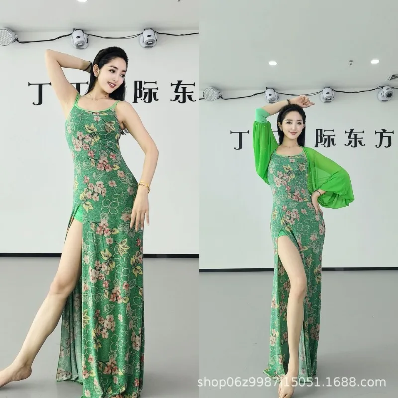 Jupe de danse du ventre personnalisée, camisole imprimée, groupe 2 couleurs, vêtements d'entraînement de danse orientale, gilet à fleurs noires, violettes et rouges