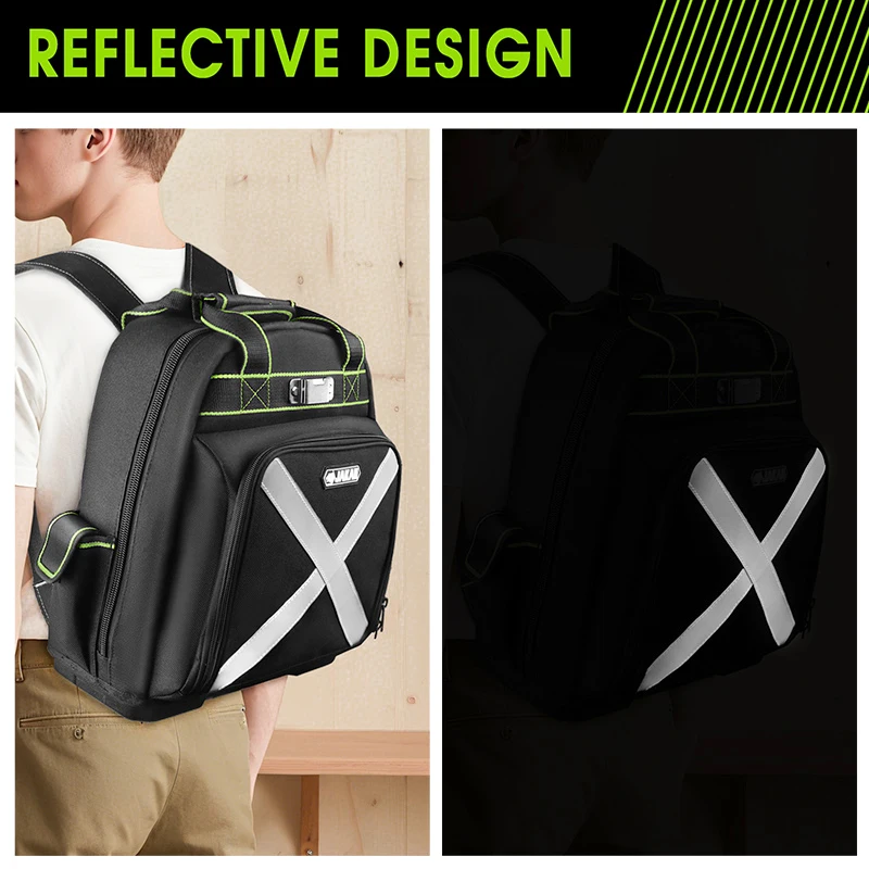 Jakah Tool Backpack with Plastic Bottom Organizer Electrician Professional Portable Complete Bag Storage Tools JK-161