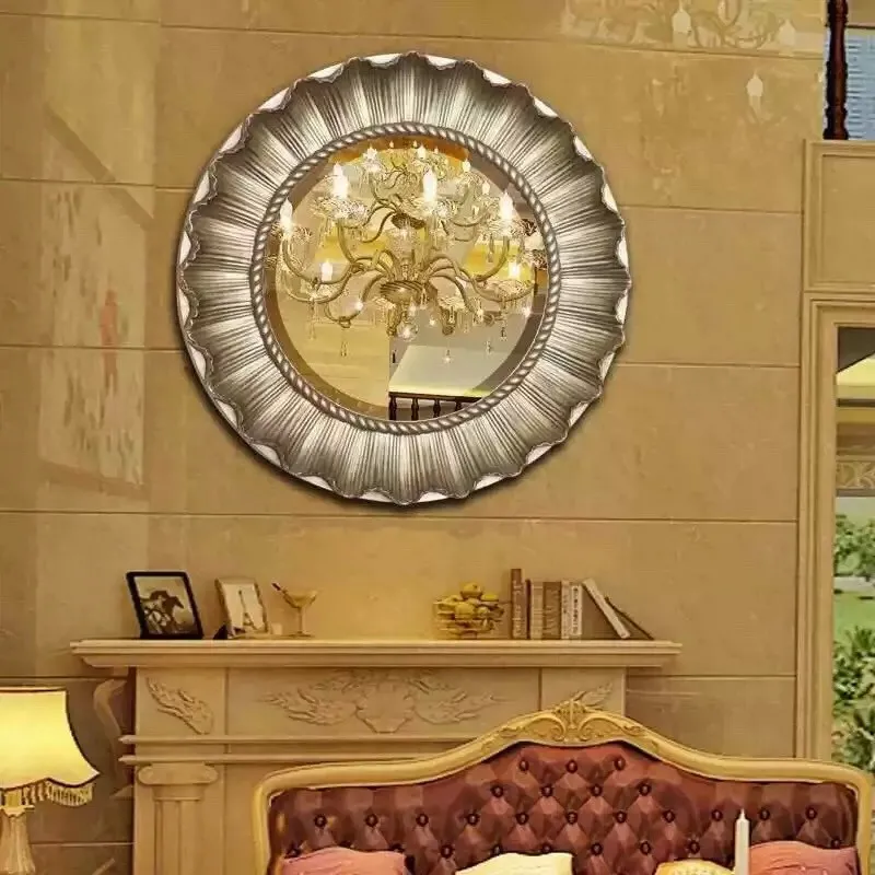 Baroque Style Wedding and Living Room Wall Mirror Golden Decorative PU Mirror