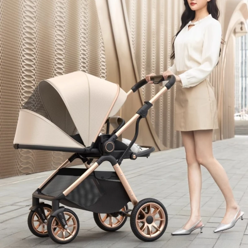

Детская коляска-трансформер 3-в-1 с высокой посадкой и большими колесами, для детей от 0 до 4 лет, с возможностью сидеть и лежать, двустороннее управление, для путешествий