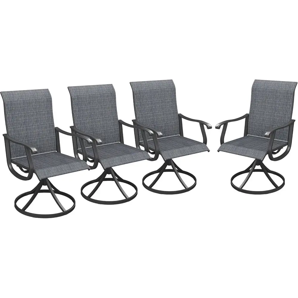 

4-Piece Patio Swivel Chairs Set, Outdoor Textilene Fabric Dining Chairs, Charcoal for Deck, Garden, Lawn