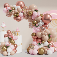 145PCS Pink Rose Gold White Balloon Garland Arch Kit Wedding Bridal Baby Shower Birthday Bachelorette Party Supplies