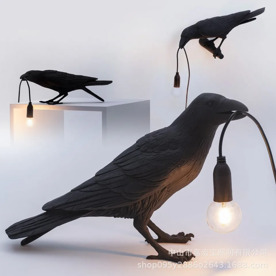 Modern Lucky Bird Table Lamp Bedroom Bedside Living Room Table Lights Resin Animal Lively Home Decor Lighting Fixture Wall Lamp