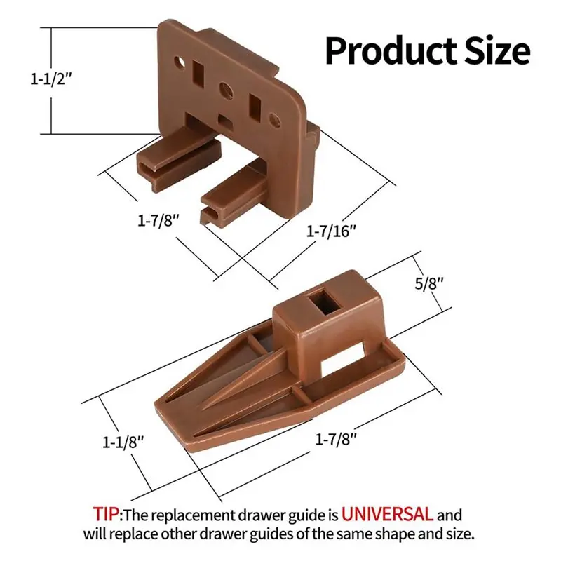 DTA4-Track Guides Drawer Track Guide And Glides, 10 Sets Of Dresser Center Mount Plastic Drawer Slides Fits Furniture Drawer