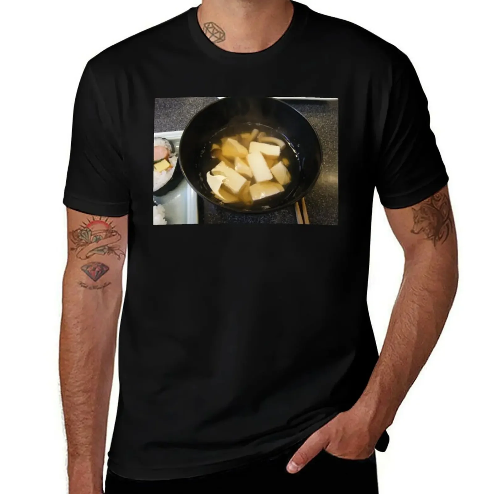 NO BONITO camiseta de sopa de miso tallas grandes cosas de anime camisetas divertidas camisetas negras lisas para hombres