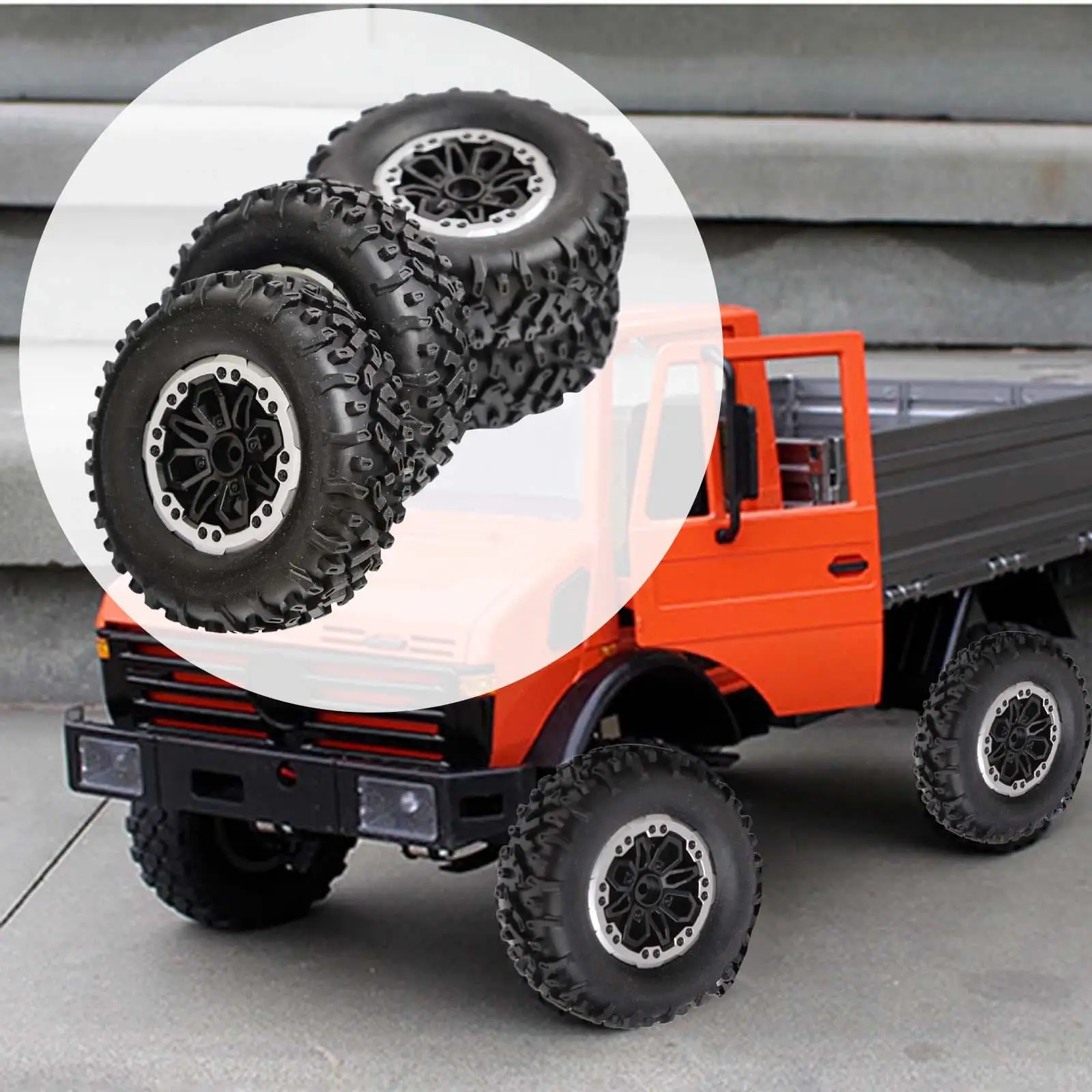 4개 RC 타이어 휠 RC 휠 및 타이어 세트 1/16 1/12 스케일 경량 64mm 휠 타이어 교체 부품, C24 B24용