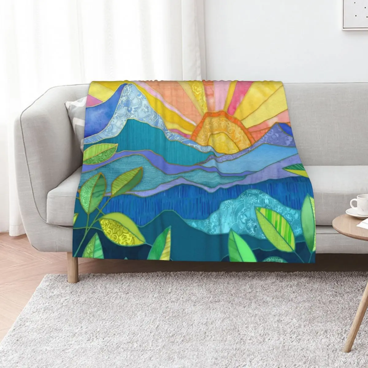 

Sunset Through The Leaves Throw Blanket Custom Travel Soft Plaid Heavy Blankets