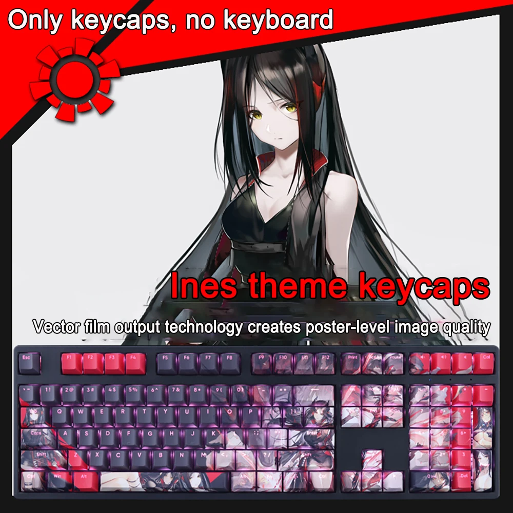 108 kunci/set Arknights Keycaps PBT Dye Subbed Weedy debu Ines Keycap Cherry Anime kartun Gaming topi kunci untuk ANSI 61 104 108