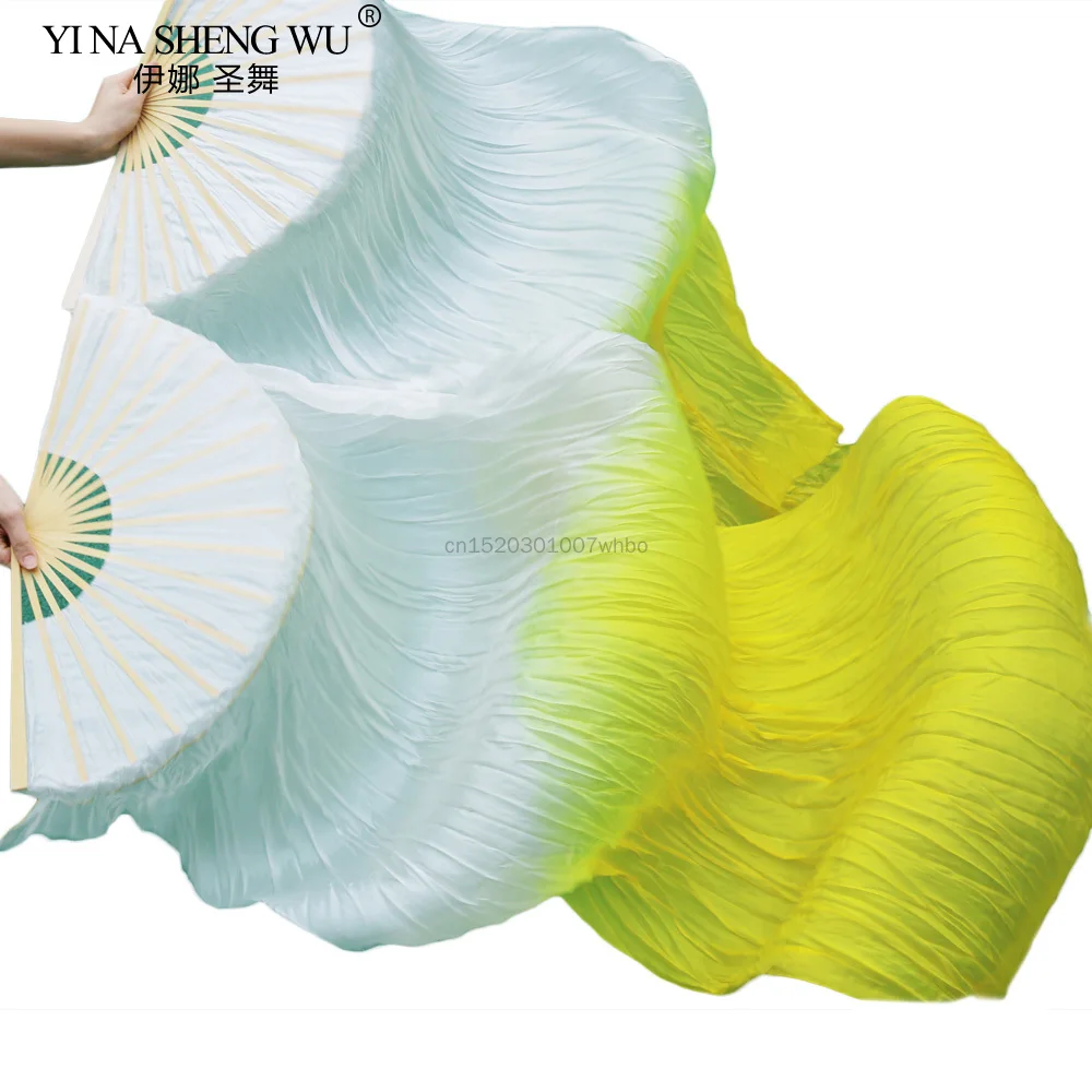 الإناث عالية الجودة الحجاب الحرير الصيني مراوح الرقص زوج من مراوح الرقص الشرقي رخيصة الساخن بيع الأبيض + الأصفر