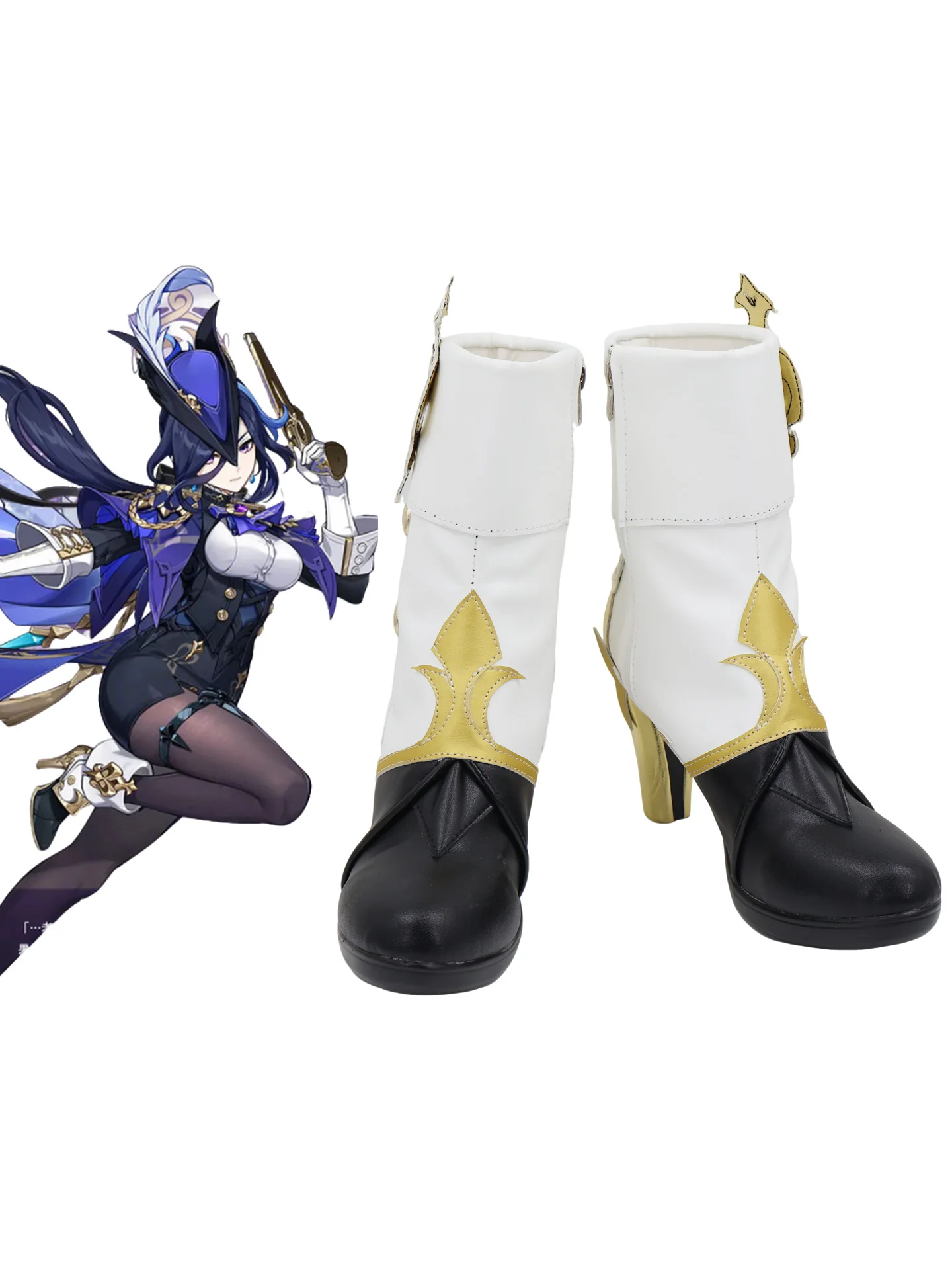 

Woman Clorinde Cosplay Shoes Genshin Impact Halloween Carnival Custom Made Prop Clorinde Boots