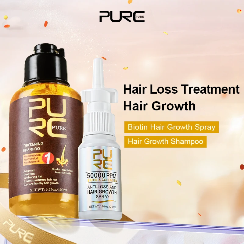 

PURC Biotin Hair Growth Spray and Ginger Shampoo Set Hair Loss Treatment Products for Men Women Hair Care